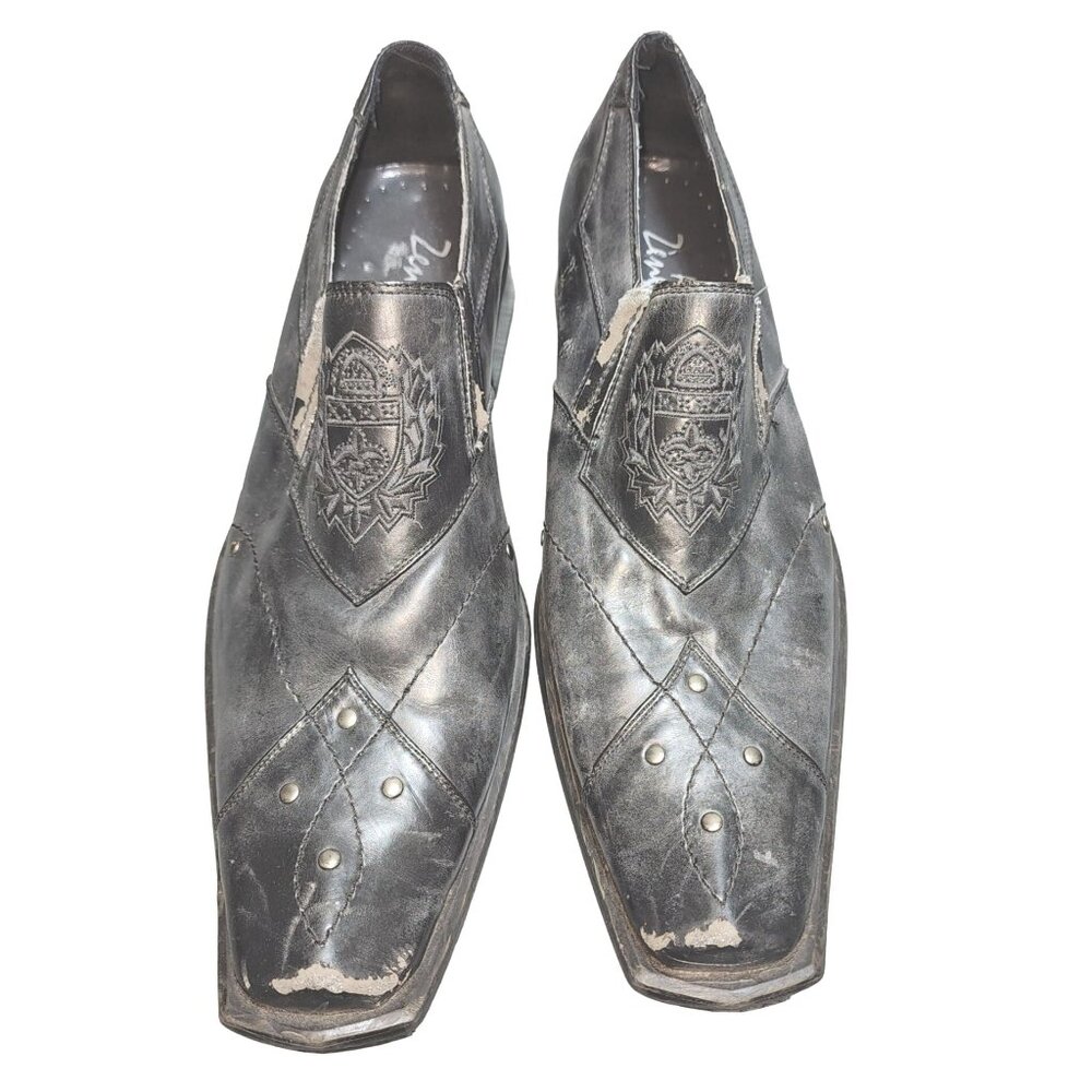 Men's Antonio Zengara Black Leather Loafers Square Toe 9 Stock #A401051-8 READ